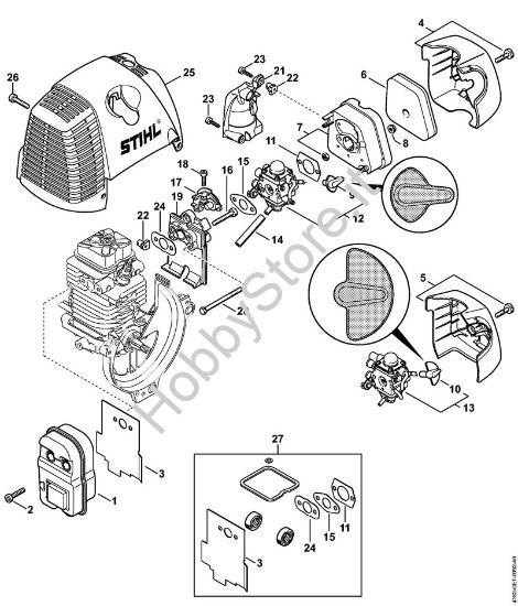 Silenziatore, filtro aria Sramatori telescopici (HT) HT 100 della marca STIHL