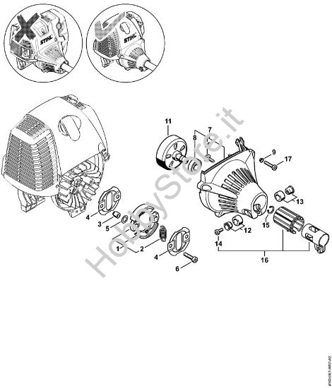 Frizione, carenatura ventola    5 08 507 652 Sramatori telescopici (HT) HT 130 della marca STIHL