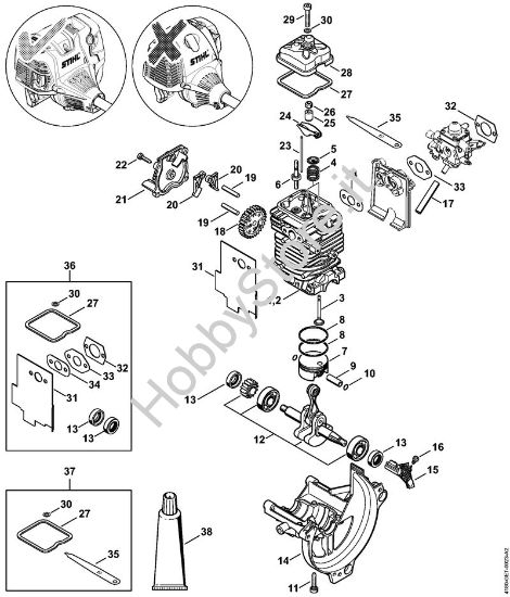 Gruppo propulsore à˜ 43 mm Sramatori telescopici (HT) HT 130 della marca STIHL