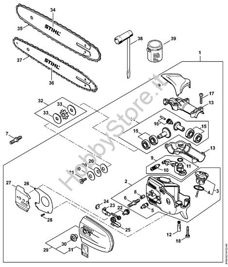 Riduttore (B) Sramatori telescopici (HT) HT 130 della marca STIHL