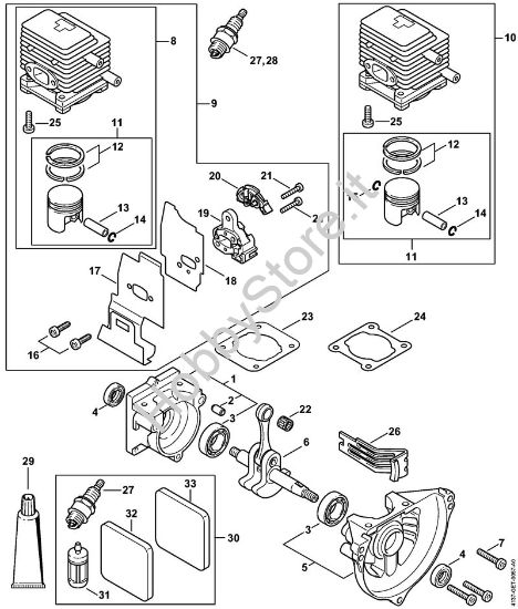 Carter albero a gomito, cilindro Sramatori telescopici (HT) HT 70 della marca STIHL