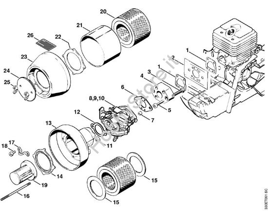 Corpo filtro, filtro aria Troncatrici (TS) TS 350 della marca STIHL