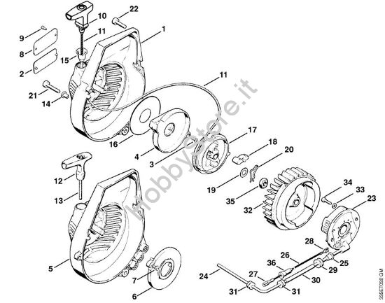 Dispositivo avviamento (Saltarello), impianto di accensione (elettronico) Troncatrici (TS) TS 350 AVE della marca STIHL