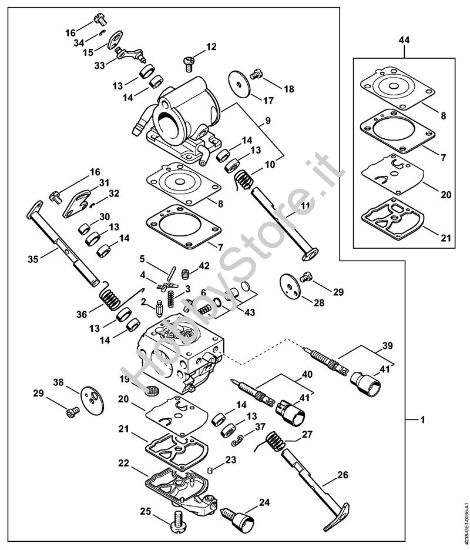 Carburatore 4238/03 Troncatrici (TS) TS 410-A della marca STIHL