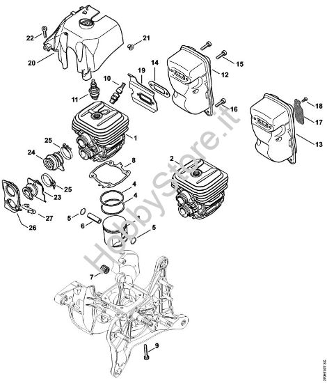 Cilindro, silenziatore Troncatrici (TS) TS 420 della marca STIHL