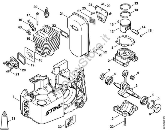 Carcassa motore, cylinder Troncatrici (TS) TS 460 della marca STIHL