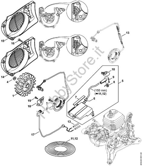 Impianto di accesione, carenatura ventola Troncatrici (TS) TS 480i-A della marca STIHL