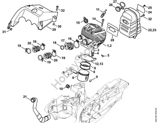 Cilindro, silenziatore Troncatrici (TS) TS 700-Z della marca STIHL