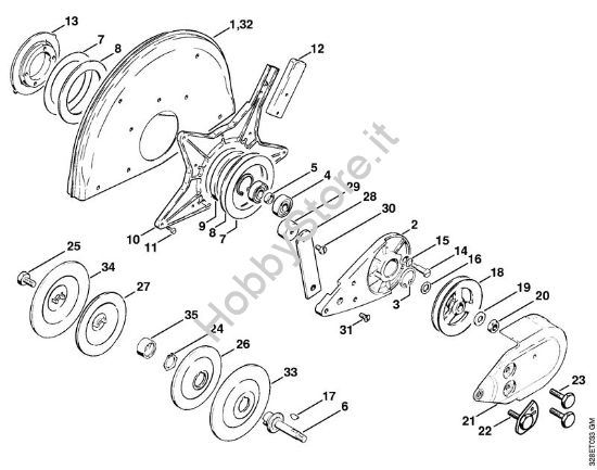 Supporto con riparo (38.1995) Troncatrici (TS) TS 760 della marca STIHL
