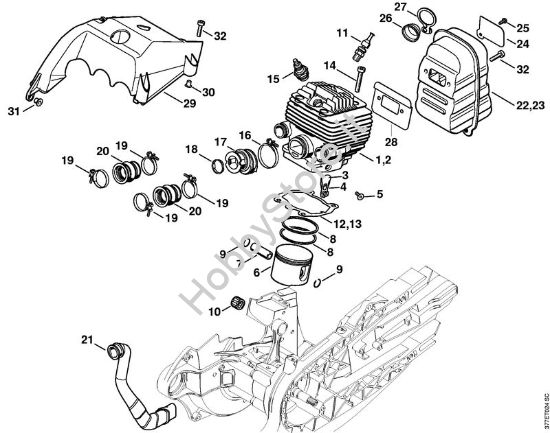 Cilindro, silenziatore Troncatrici (TS) TS 800-Z della marca STIHL
