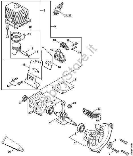 Carter albero a gomito, cilindro Apparecchi speciali (PC, SP, MC) PC 70 della marca STIHL