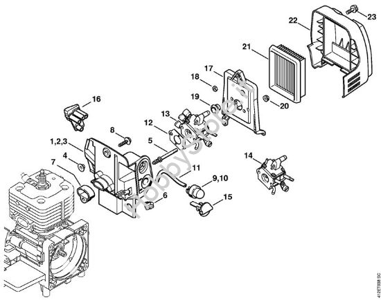 Corpo carburatore, filtro aria Apparecchi speciali (PC, SP, MC) SP 400 della marca STIHL