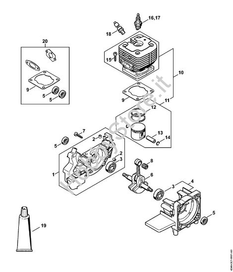 Carter albero a gomito, cilindro Apparecchi speciali (PC, SP, MC) SP 471 della marca STIHL