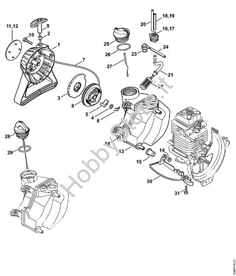 Dispositivo di avviamento, serbatoio carburante Apparecchi speciali (PC, SP, MC) SP 90 T della marca STIHL