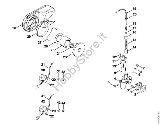 Carburatore, smorzatore Atomizzatori (SR) BG 17 della marca STIHL