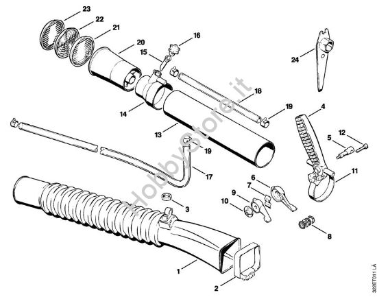 Tubo a soffietto, impugnatura di comando Atomizzatori (SR) SG 17 della marca STIHL