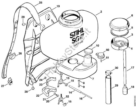 Serbatoio con serbatoio, dorsale Atomizzatori (SR) SG 17 L della marca STIHL