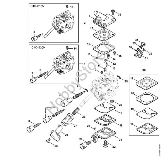 Carburatore C1Q-S209, C1Q-S165 Atomizzatori (SR) SR 450 della marca STIHL