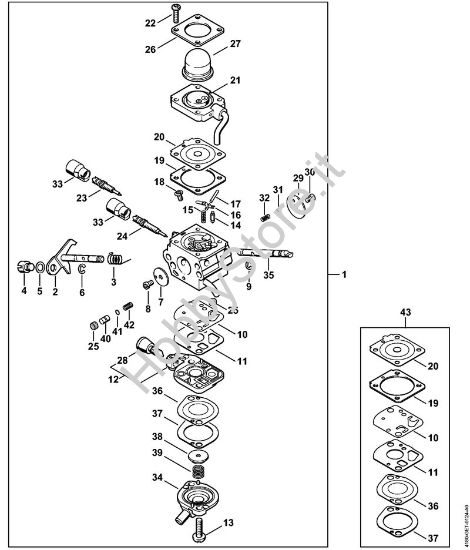 Carburatore C1Q-S110 Motori Kombi (KM) KM 100 della marca STIHL