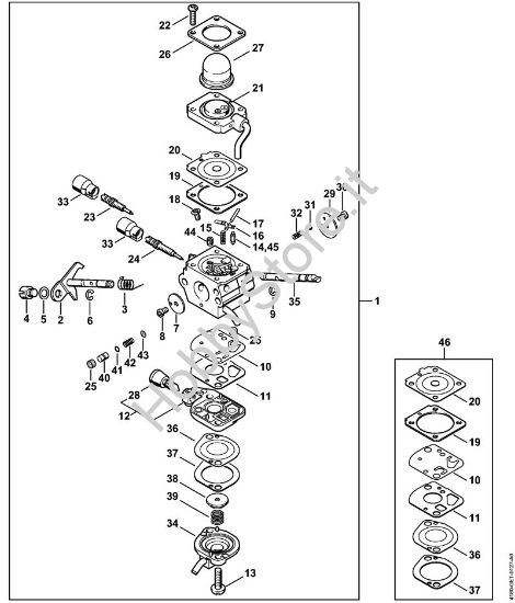 Carburatore C1Q-S72 Motori Kombi (KM) KM 100 della marca STIHL