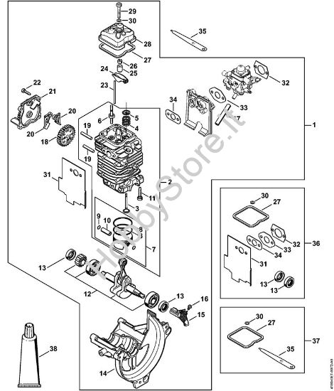 Gruppo propulsore à˜ 40 mm Motori Kombi (KM) KM 111 R della marca STIHL