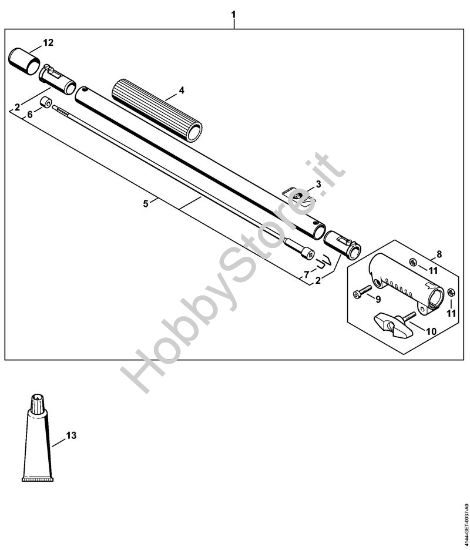 Prolunga dello stelo 0,5 m HL-KM 0°, HL-KM 135°, HT-KM, SP-KM Motori Kombi (KM) KM 111 R della marca STIHL