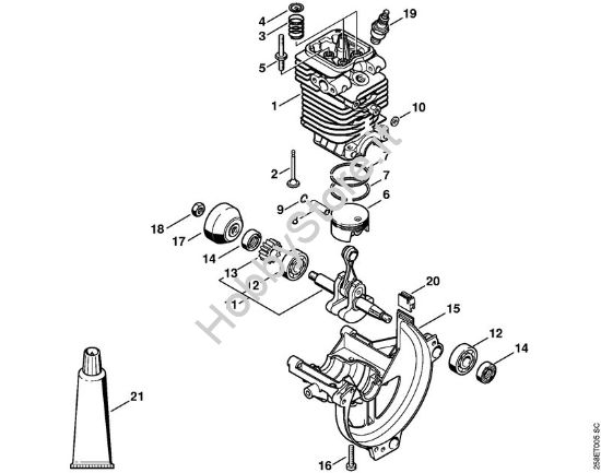 Cilindro, coppa olio Motori Kombi (KM) KM 130 della marca STIHL