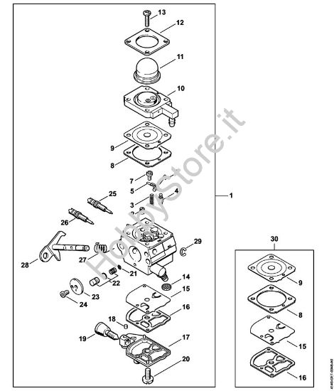 Carburatore C1Q-S265 Motori Kombi (KM) KM 55 R della marca STIHL