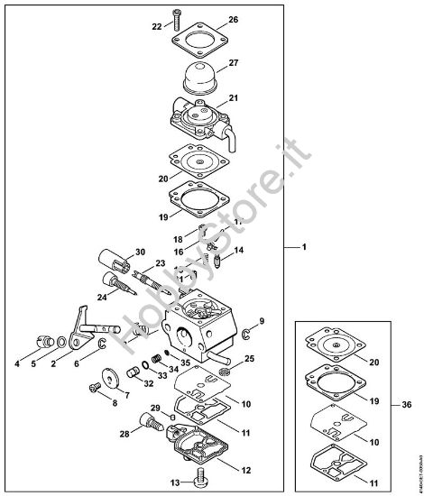 Carburatore C1Q-S66 Motori Kombi (KM) KM 55 R della marca STIHL