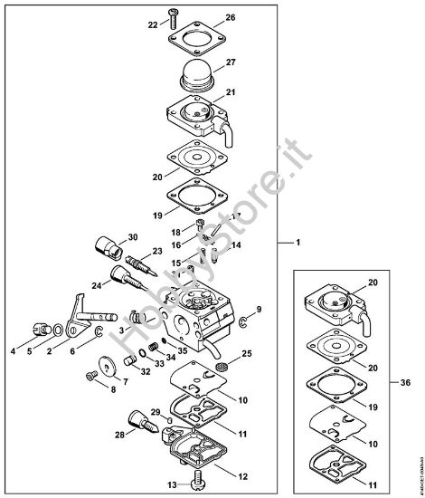 Carburatore C1Q-S71 Motori Kombi (KM) KM 55 R della marca STIHL