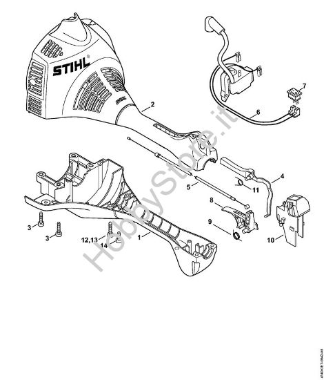 Carcassa motore (Impugnatura circolare) KM 55 RC-E, KM 55 RC-E Z Motori Kombi (KM) KM 55 RC-E della marca STIHL