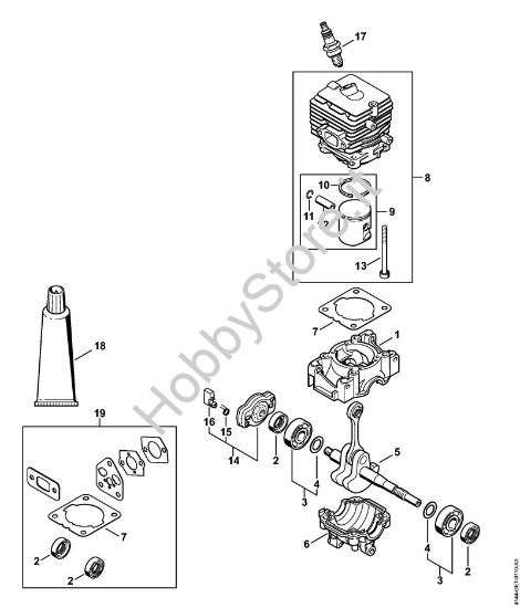 Carter albero a gomito, cilindro Motori Kombi (KM) KM 56 RC-E della marca STIHL