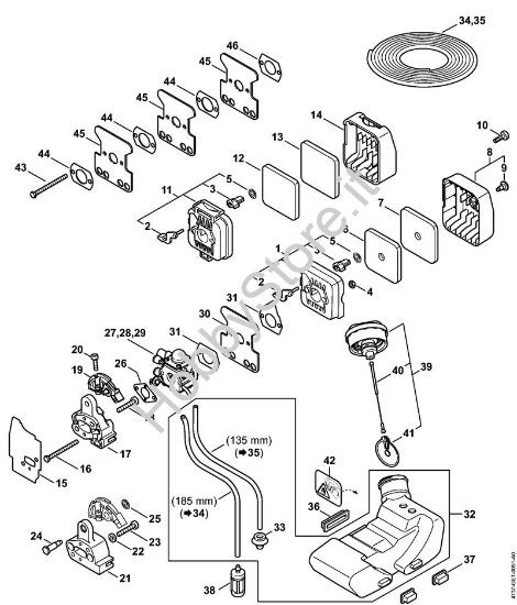 Filtro aria, serbatoio carburante Motori Kombi (KM) KM 85 della marca STIHL