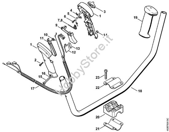 Impugnatura a manubrio BR, PRC Motori Kombi (KM) KM 85 della marca STIHL