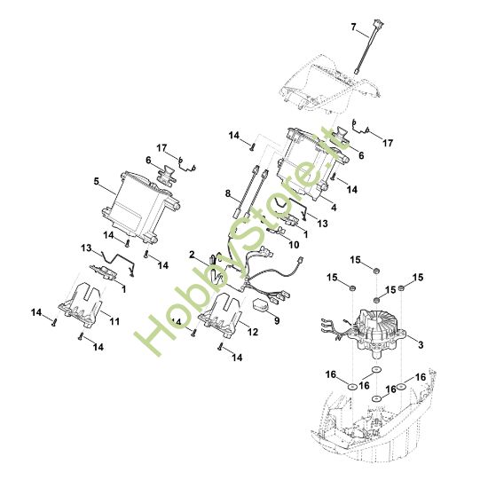 Picture of C - Supporto batteria, sistema elettronico, motore elettrico MVP 600.0