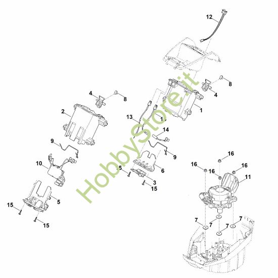 Picture of C - Supporto batteria, sistema elettronico, motore elettrico MVP 600.1
