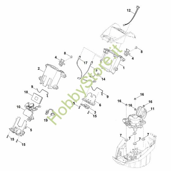 Picture of C - Supporto batteria, sistema elettronico, motore elettrico MVP 600.1 V