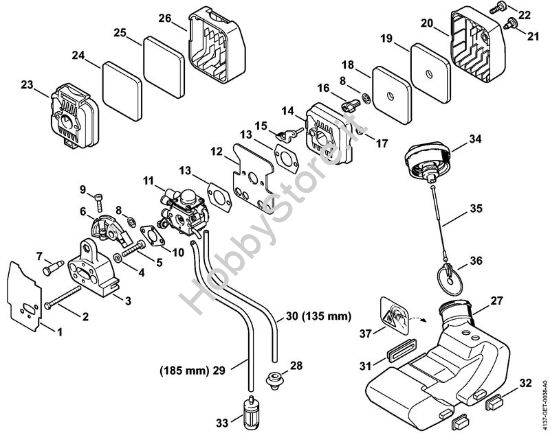 Filtro aria, serbatoio carburante Spazzatrice a spazzola rotanti (KW) KW 85 della marca STIHL