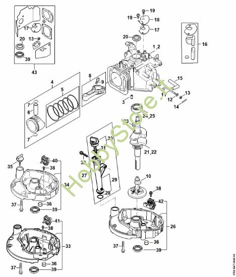 Picture of Carter albero a gomito, pistone, Albero a gomito, Sistema di lubrificazione RB 200