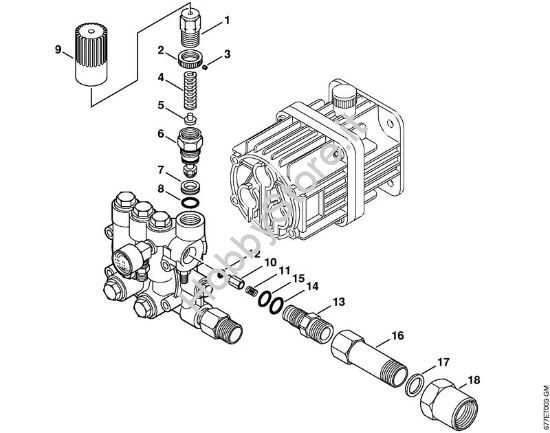 Pistone di comando Idropulitrice a benzina (RB) RB 302 della marca STIHL