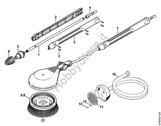 Ugello rotore, spazzola di lavaggio rotativa, tubo flessibiledi aspirazione Idropulitrice a benzina (RB) RB 302 della marca STIHL