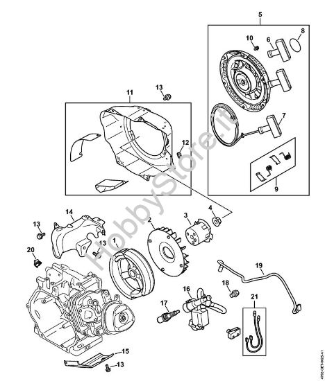 Impianto di accesione, ventola, Dispositivo di avviamento Idropulitrice a benzina (RB) RB 800 della marca STIHL