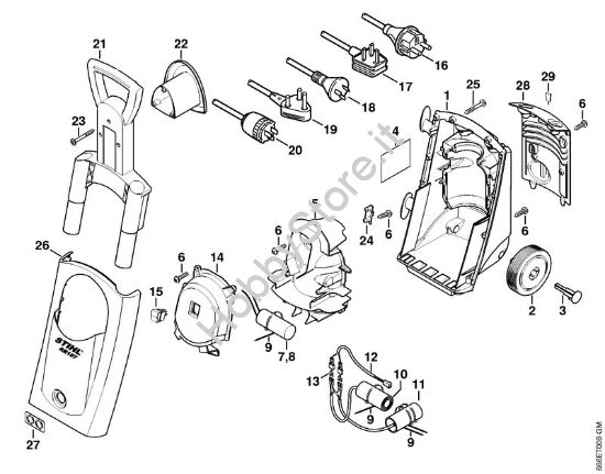 Carrello, cappottatura Idropulitrice elettrica (RE) RE 107 della marca STIHL