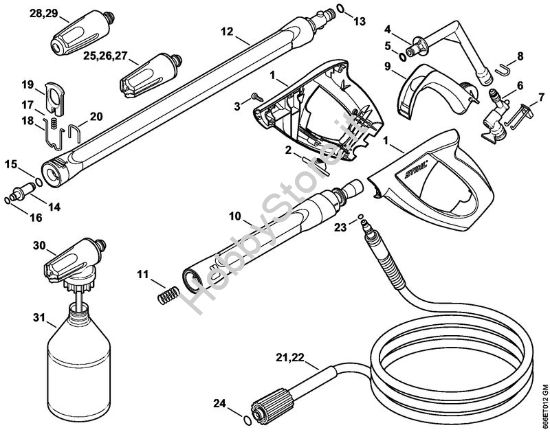 Pistola, tubo nebulizzatore Idropulitrice elettrica (RE) RE 107 della marca STIHL