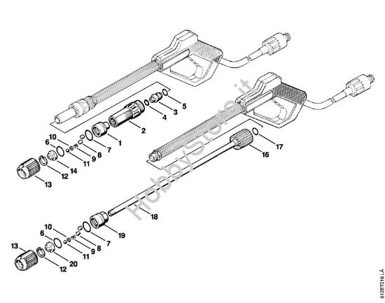 Testa a getto, tubo spruzzatore (24.92), (13.91) Idropulitrice elettrica (RE) RE 120 K della marca STIHL