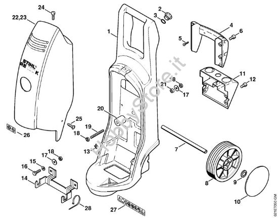Carrello, cappottatura Idropulitrice elettrica (RE) RE 140 K della marca STIHL