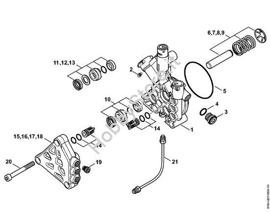 Pompa, blocco valvole Idropulitrice elettrica (RE) RE 143 PLUS della marca STIHL