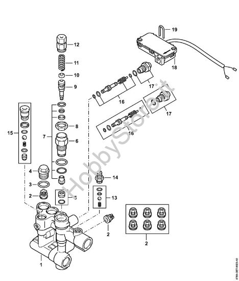 Blocco valvole, pistoncino di comando RE 232 Idropulitrice elettrica (RE) RE 232 della marca STIHL