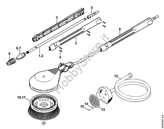 Ugello rotore, spazzola di lavaggio rotativa, tubo flessibiledi aspirazione Idropulitrice elettrica (RE) RE 232 della marca STIHL