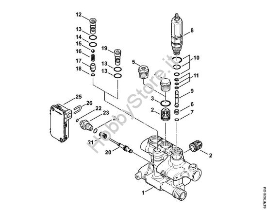 Blocco valvole, pistoncino di comando Idropulitrice elettrica (RE) RE 271 PLUS della marca STIHL